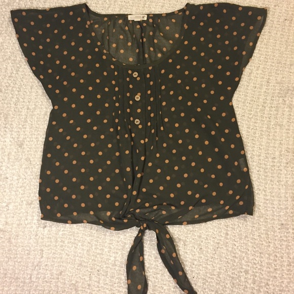 mine Tops - Mine silk blouse polka dot with knot at bottom